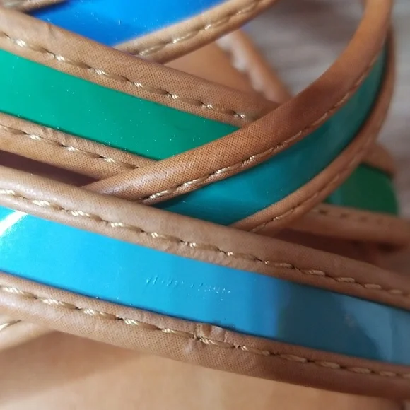 Italian Shoe Makers Womens Open Toe Slide On Top Strap Wedge Heel Sandals - Picture 8 of 11